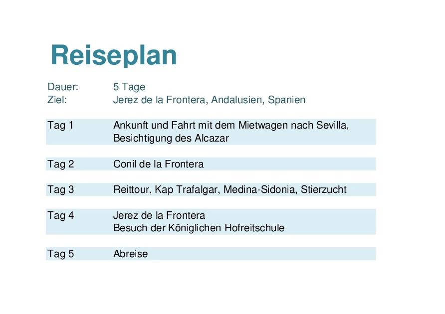 Reiseplan Andalusien